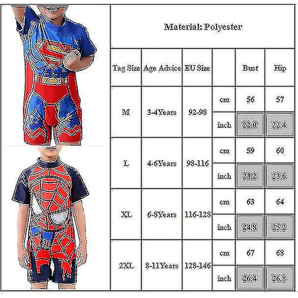 3-11 år Barn Superman Badkläder En-delad Baddräkt Baddräkt Captain America - A 6-8 Years