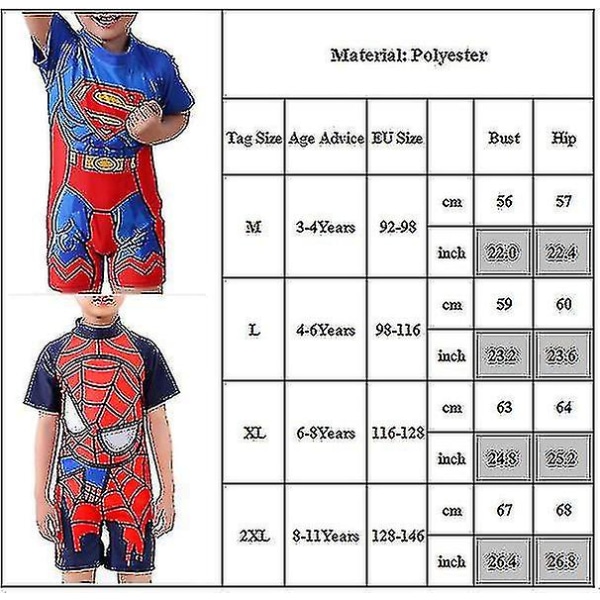 3-11 år Barn Superman Badkläder En-delad Baddräkt Baddräkt Superman 4-6 Years