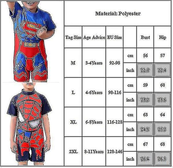 3-11 år Superman badedrakt for barn The Flash 8-11 Years