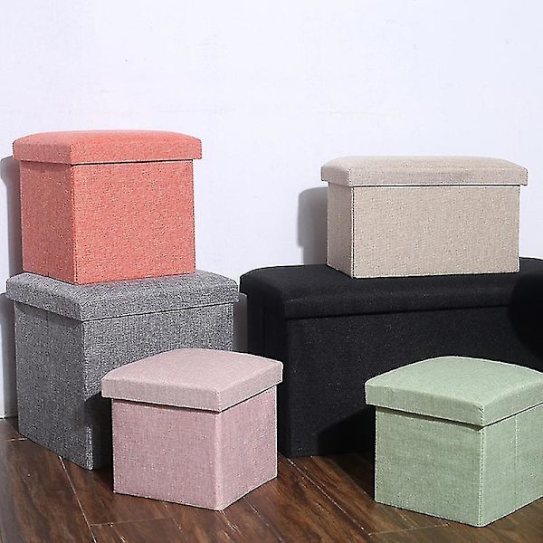 Opbevaringsboks med høj bæreevne, foldbar stof, alsidig opbevaringsottoman, kubus sæde til hjemmet Qinhai Beige 25cm