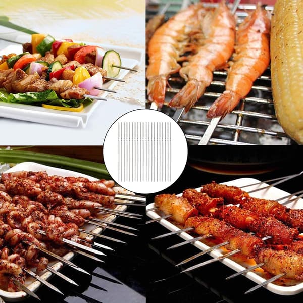 Rustfrit Stål Grillspyd, 50 stk. 35 cm Rustfrit Stål Kødspyd, Holdbare og Genanvendelige, til Grill, Kød, Grøntsager