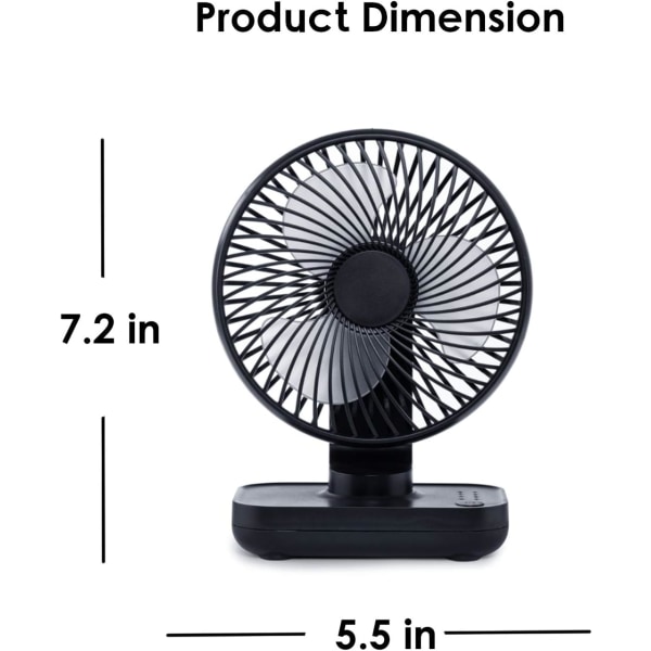 USB pöytätuuletin, 4 nopeutta, voimakas ilmavirtaus, säädettävä pää, erittäin hiljainen, ladattava akku, valkoinen