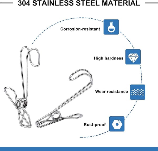 20 stk metallklyper, 9,5 cm rustfritt stål klesklyper klesklyper klesklyper