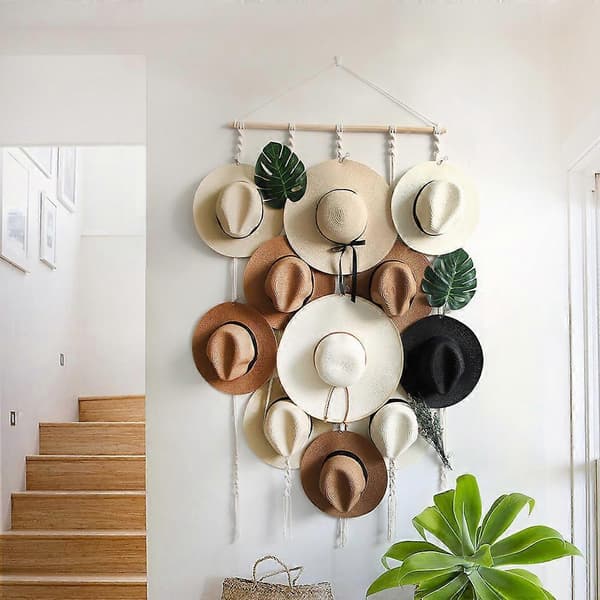 Håndvævet gobelin hat display stand med clips