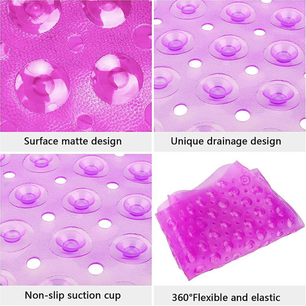 Anti-slip Bath Mat, Antibacterial Pvc Bath Mat Suction Cups Shower Mat, 46 X 46 Cm