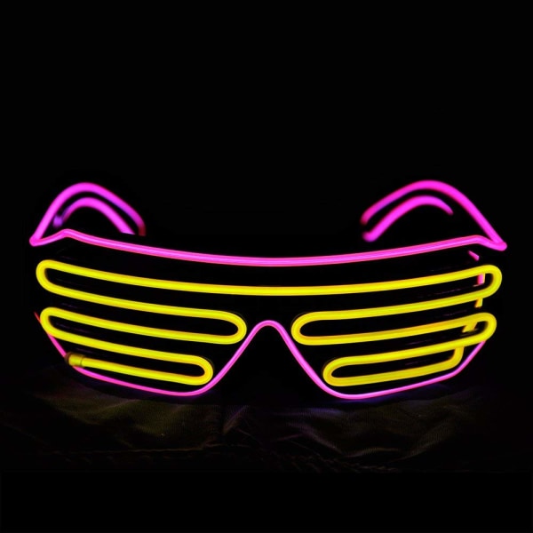 Glow Shutter Neon Rave Briller EL Wire Blinkende LED Solbriller Glow DJ Kostumer til Fest 80'erne EDM