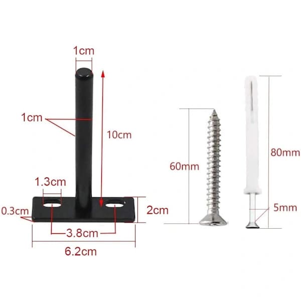 4-pack flytande hyllkonsoler, 10 mm väggmonterade dolda hyllkonsoler, svart