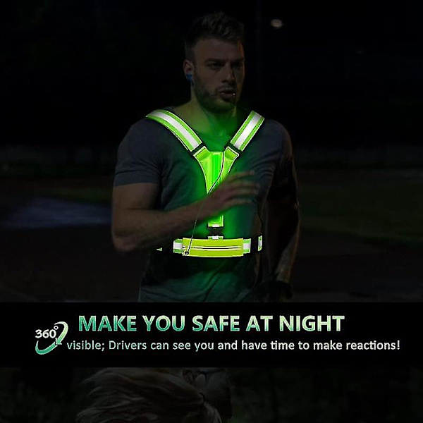 LED Justerbar Reflekterande Väst med Väska för Nattlöpning och Cykling