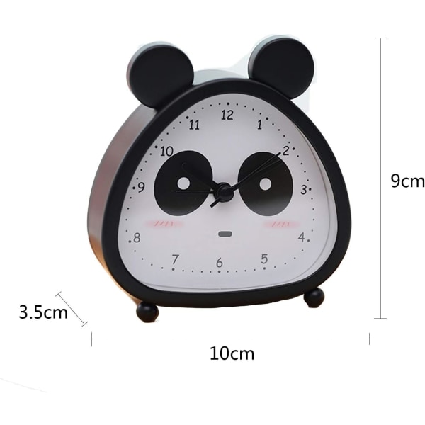 Barnevekkerklokke, analog vekkerklokke, Panda Mini tickless vekkerklokke med høy vekkerklokke, batteridrevet