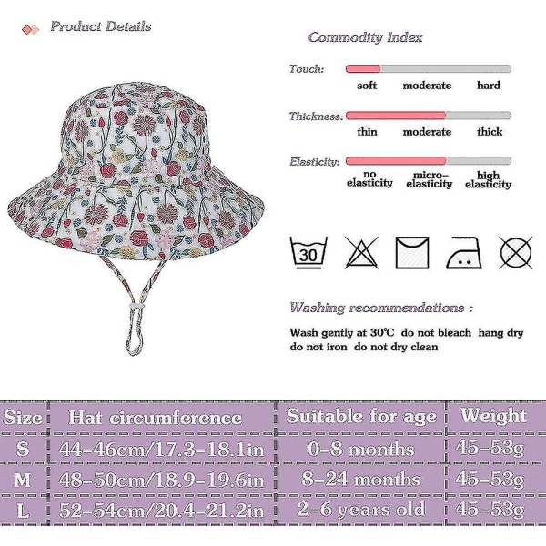 Lasten ämpärihattu säädettävä aurinkohattu hengittävä rantahattu pojille ja tytöille_ll Rose 2-4 Years