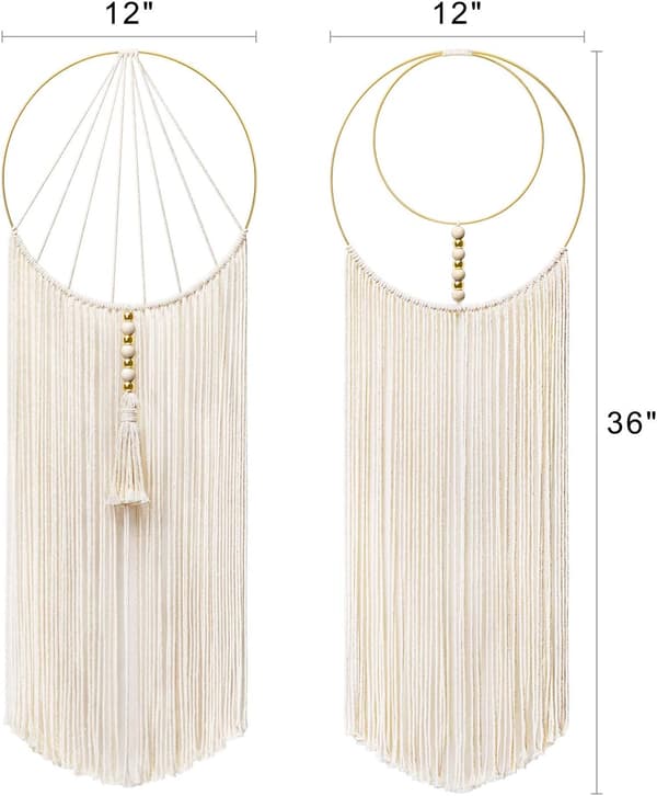 Pcs Macrame Väggbonad Boho Väggkonst Gobeläng Dekoration för Vardagsrum Sovrum Balkong, 30.5cm(B) x 91.4ccm(L)