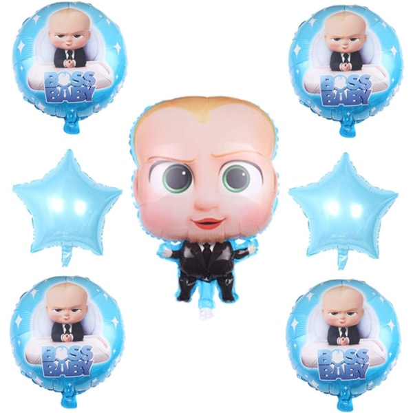 7 st baby boss ballonger festtillbehör, 18 tum stora folieballonger för baby boss tema födelsedagsfest dekorationer