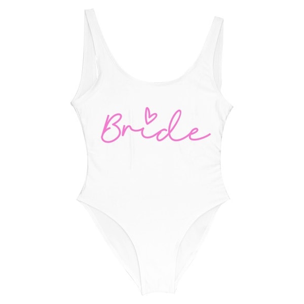 S-3XL Guldtryck Team Bride Baddräkt i Ett Stycke Squad Dam L bride1