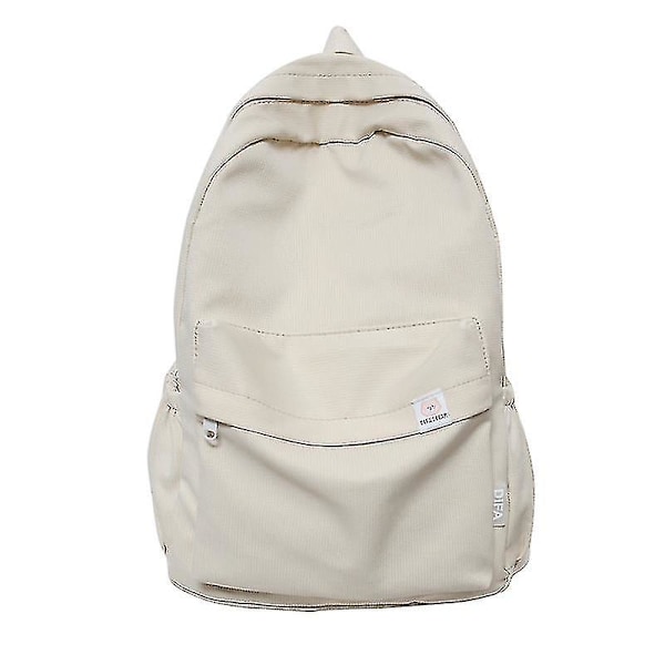 Ny vanntett nylon kvinners ryggsekk kvinnelig reiseveske ryggsekker skolesekk for tenåringsjenter ensfarget bokveske beige white