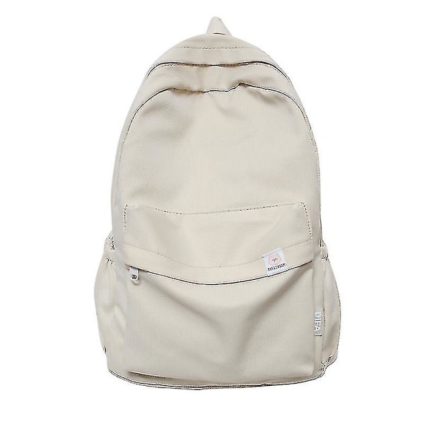 Ny vattentät nylonryggsäck för kvinnor, resväska, skolväska för tonårsflickor, enfärgad bokväska beige white
