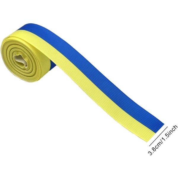 Generisk flagbånd til kunsthåndværk | Blå og gul stribet bånd til kortfremstilling, hårsløjfer, gør-det-selv, beklædningsdekorationer, 6 yards