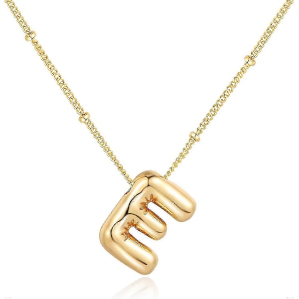 Bubble Letter Halsband Ballong Initial Halsband För Kvinnor Flickor Fint Alfabet Hänge 14k Guldpläterat Puffigt Namn Personliga Smycken Gåva E Gold
