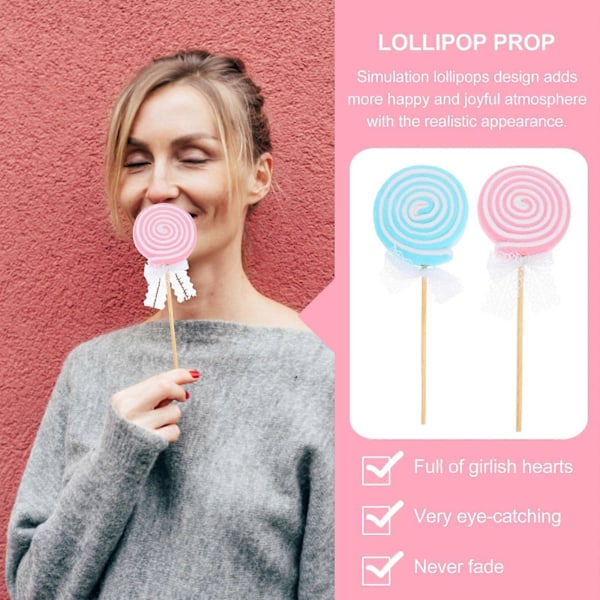 2 stk. Realistisk Simulerings Lollipop Rekvisitter Fotorekvisitter Lollipop Scene Pynt