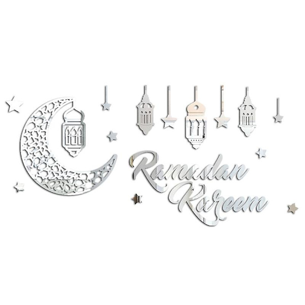 Eid Ramadan Kareem -seinätarra Lyhty Tähti Kuu Akryyli Peili Tarra Islamilainen Muslimi Ramadan Juhla Koti Koristelu