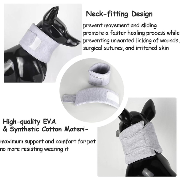 Halsstøtte for hund, halsstøtte for katt, elisabethansk krage for kjæledyr etter kirurgisk utvinning, cervical vertebral forstuinger ustabilitet nakkestøtte Grey M