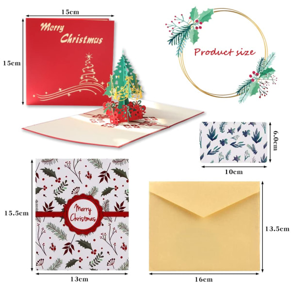forskellige julekort, 3D lykønskningskort, gavekort