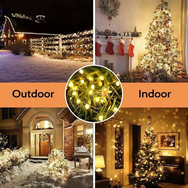 13m lyskæde juletræ, 100 LED lyskæde udvendig varm hvid