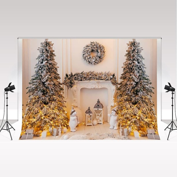 Kate jul bakgrund för fotografering julgran vit öppen spis fotostudio bakgrund