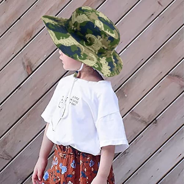 Barnhatt Justerbar Solhatt Andningsbar Strandhatt För Pojkar Flickor_ll Camouflage Dinosaur 6-24 Months