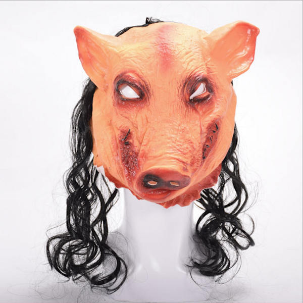 Halloween-asusteet Halloween-rekvisiitat esiintymisrekvisiitat sian naamio hiuksilla sianpäänaamio kauhu pääasu