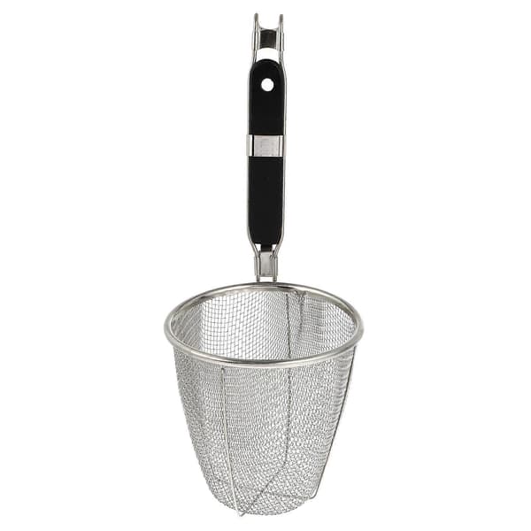 Rustfri Stål Si Kurv Trådnet Mad Skimmer Køkken Si til Pasta Dumpling Nudler (Sort Håndtag)