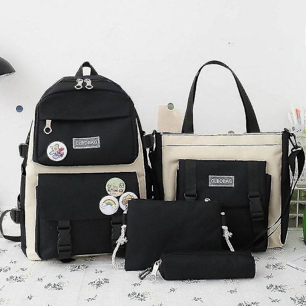 4 st set canvas skolväskor för tonårsflickor ryggsäck kvinnor laptop ryggsäck skolväskor för pojkar resebagpack mochila escolar 1pcs luggage blue