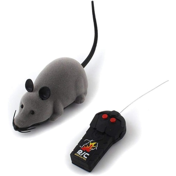 Elektronisk fjernkontroll rotte RC plysjrotteleke for katthundbarn (grå)