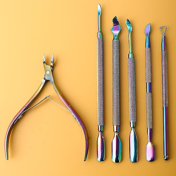 6-pack Manikyrset - Nagelsax, Klippare, Nagelbandsavlägsnare, Nagelskubbare, Pedikyr, Falska Naglar set C