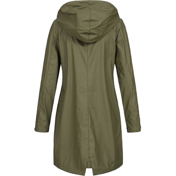 Naisten yksivärinen sadetakki, ulkoilu, plus-koko, vedenpitävä hupullinen sadetakki, tuulenpitävä Army Green XL
