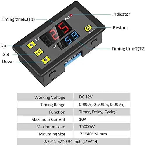 DC 12V 20A Programmerbar Digitalt Relé Timer Tidsyklus Forsinkelsesbryter Modul