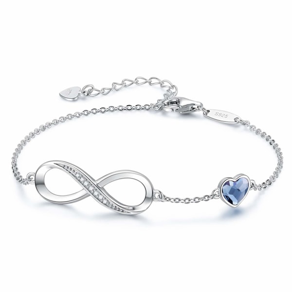 Armbånd Dame 925 Sterling Sølv Infinity Heart Crystal Armbånd