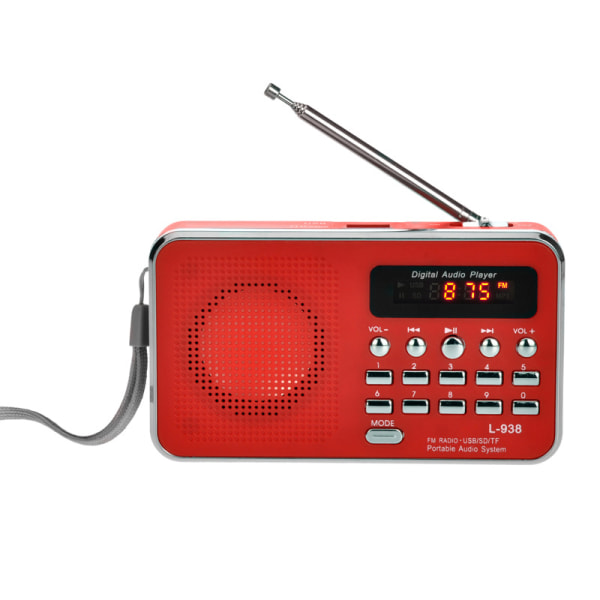 Bärbar Bibel Audio MP3-spelare Högtalare AUX SD TF-kort Port FM-radio för äldre RÖD