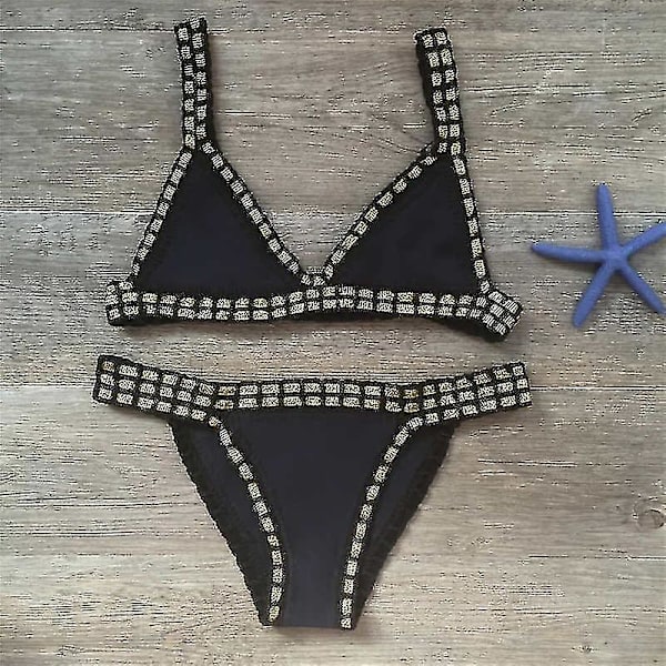 Virkattu uimapuku bikinit naisille uima-asu seksikäs side brasilialainen bikini 2023 uimapuvut naiset Dark pink M