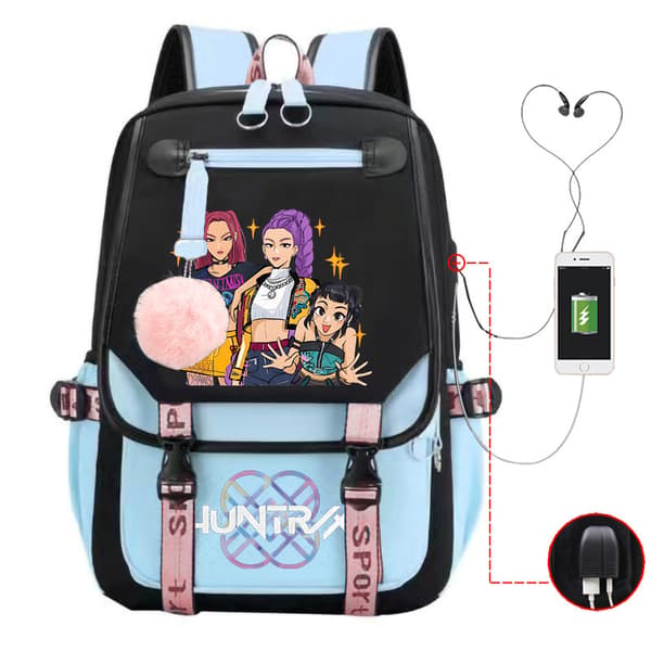 KPOP Populär Devil Hunter Anime Ryggsäck Söt Tecknad Studentväska AA