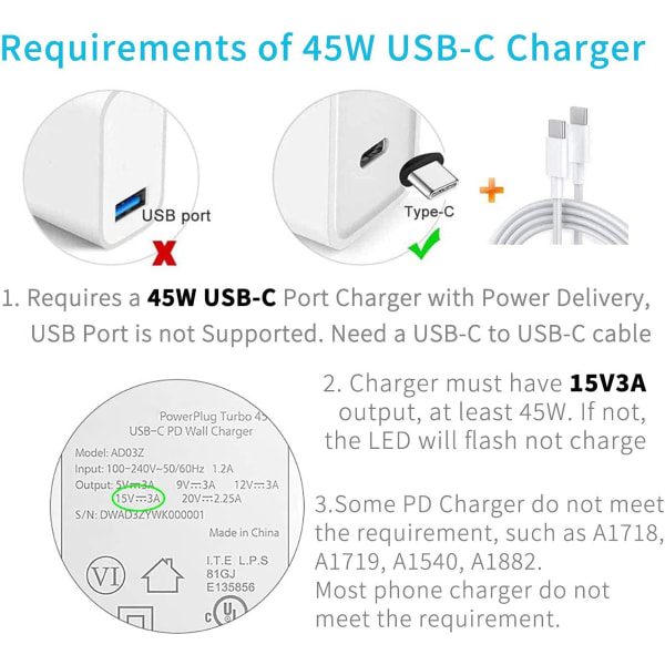 Kannettava Surface Connect - USB Type C -sovitin Surface Pro 7/6/5/4/3 -kannettaville tietokoneille, 15V PD -lataus