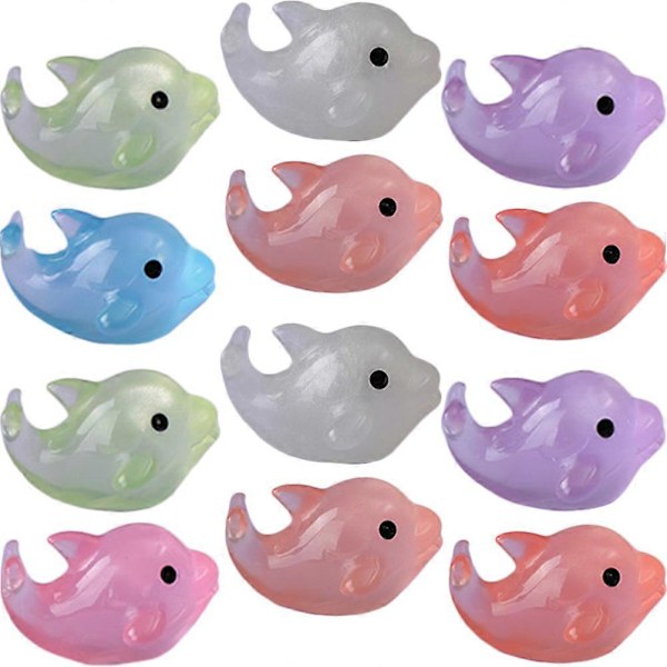 28 stk. Mikrolandskab Delfin Figur Tegneserie Delfin Dekoration Lysende Skrivebord Delfin Dekoration