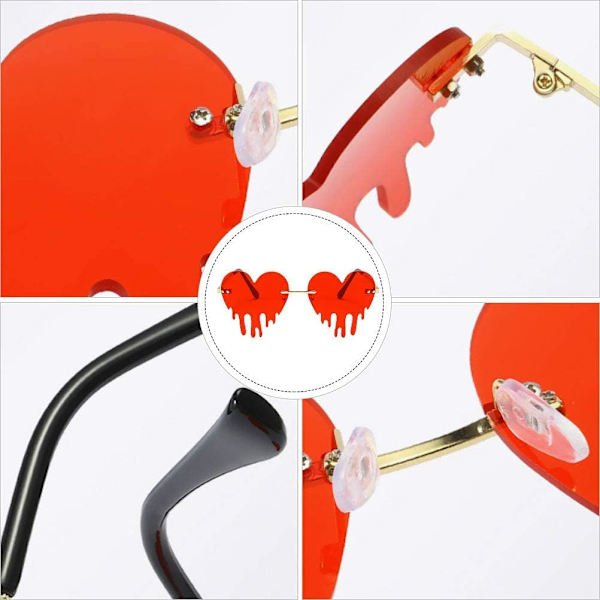 1 Par Hjärtformade Solglasögon, Röda Hjärtformade Solglasögon Snygga Solglasögon Underbara Glasögonaccessoarer