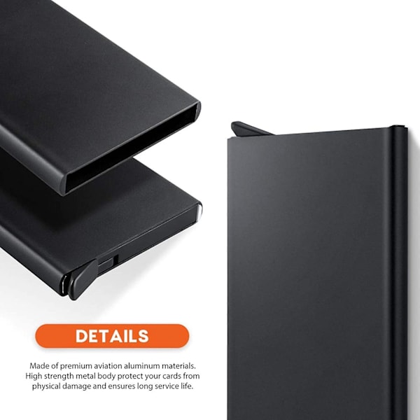 Svart kortfodral med RFID-skydd Aluminiumfack svart, 2024 Ping