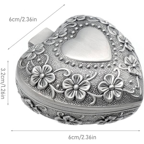 Retro Hjerteformet Metal Smykkeskrin Lille Smykkeskrin Hjerteformet Smykkeskrin Udsmykket Design Tilføjer Retro Stil