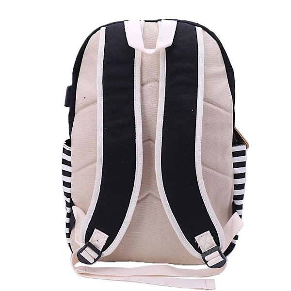 3 st skolryggsäck för kvinnor flickor canvas laptop dagryggsäck tonåring skolväska lunchväska handväska set