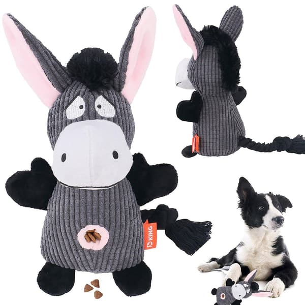 (NY) Toy-in Squeaker Æselform med godbidslomme