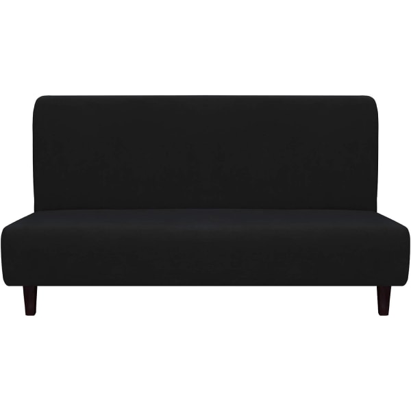 Fleece Stretch -sohvan päällinen – Liukumaton spandex-sohvanpäällinen, joustava cover lapsille, lemmikeille (Futon, musta)
