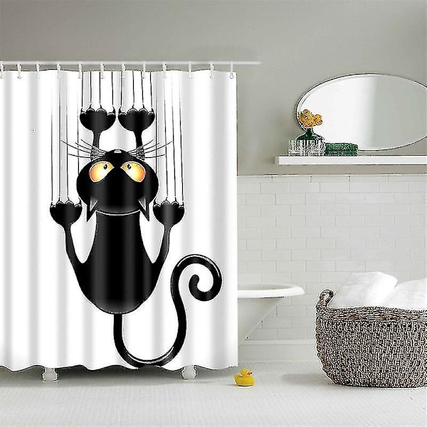 Hauska suihkuverho kylpyhuoneen verhoon koukkujen kanssa sisustus vedenpitävä kissa koira luova persoonallinen suihkuverho YL005-4 120x180cm