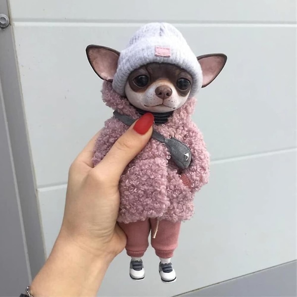 Handgjord docka i resin, stående valp, plyschleksak, figur, chihuahua, sharpei, hund, söt trendig djurlera docka, heminredning