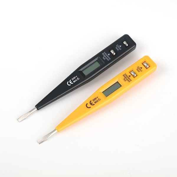 Digital Testblyant Skrutrekker Probe Lys Spenningstester Detektor AC/DC 12-220V Elektrisk Test P Black